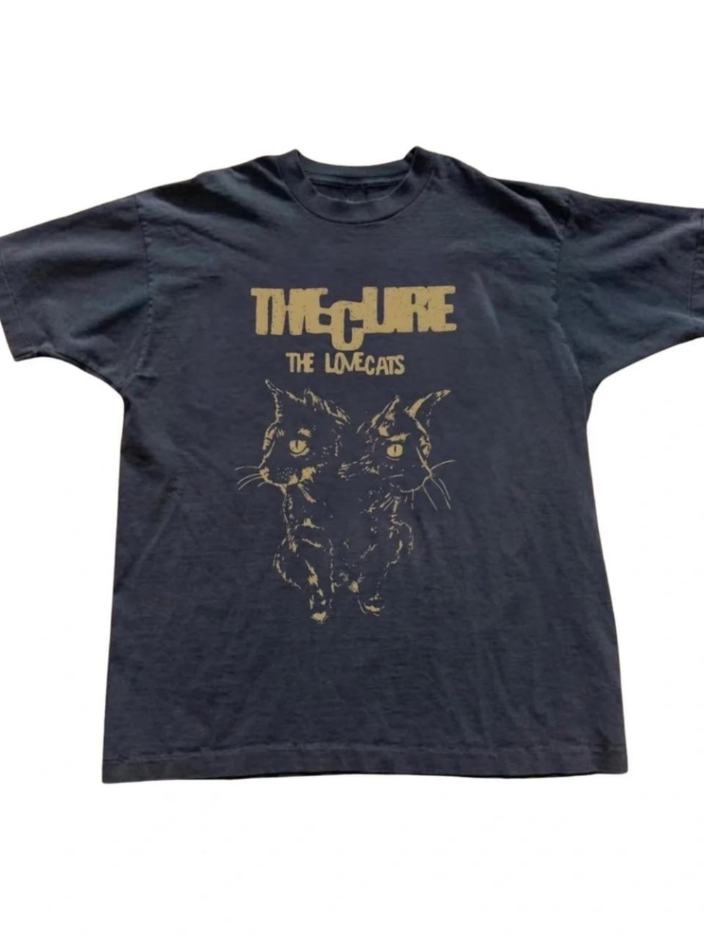Black Tee with Gold The Cure Lovecats Graphic